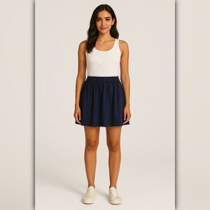 A192 • Zara Midnight Navy Cotton Pull-On Mini Skirt